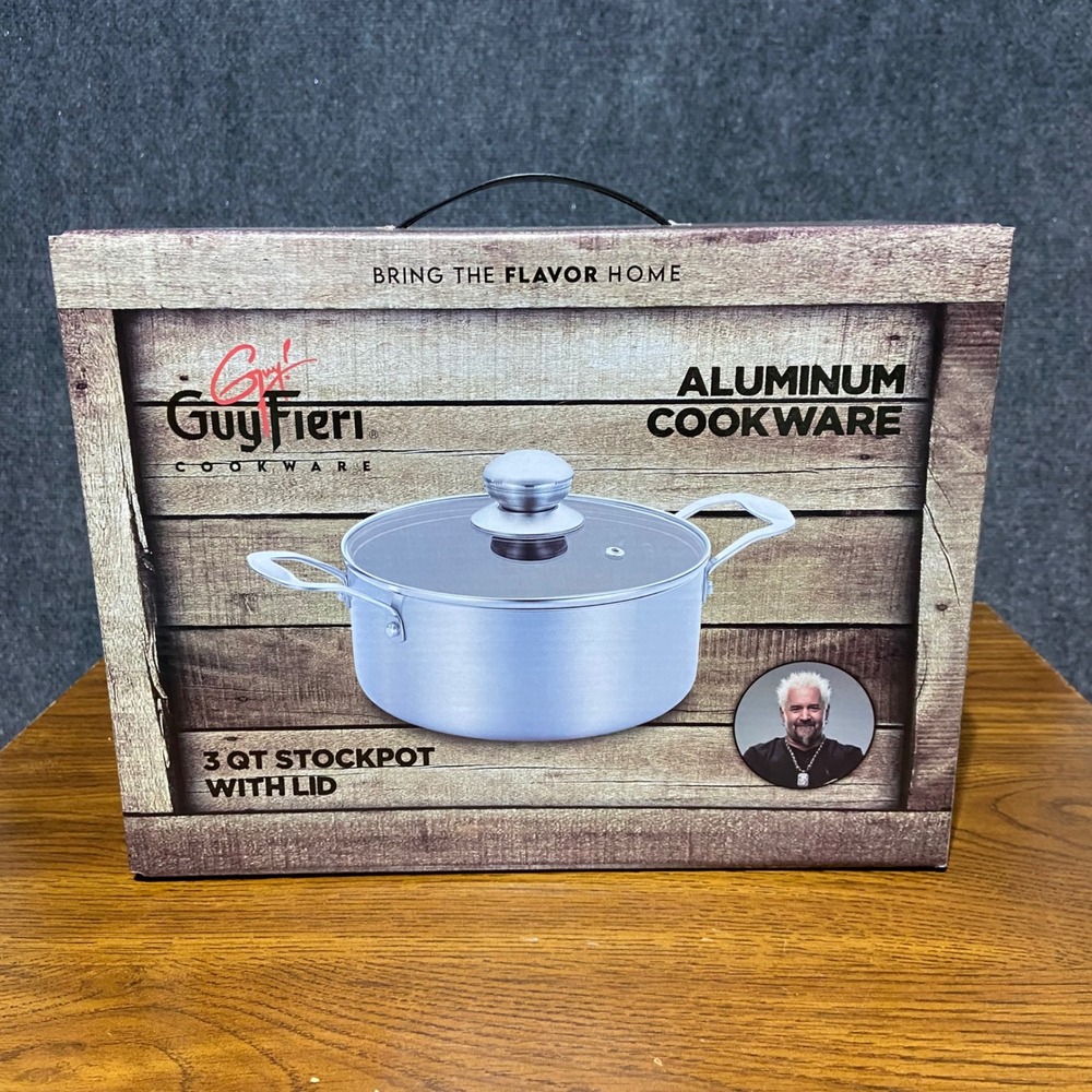 Guy Fieri Aluminum Cookware 3 QT Stockpot with Lid Induction Bottom GF-1578-BK
